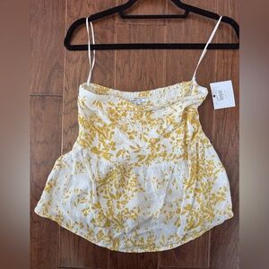 O'Neill Yellow and White Smocked Peplum Camisole